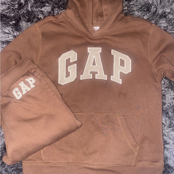 GAP Other - GAP Brown Hoodie with Cream Logo Applique